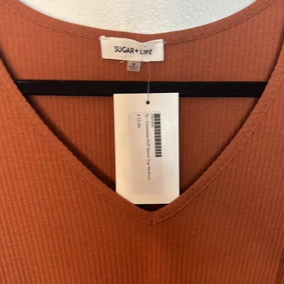 Sugarlips Rust Ribbed Top - Picture 6 of 8